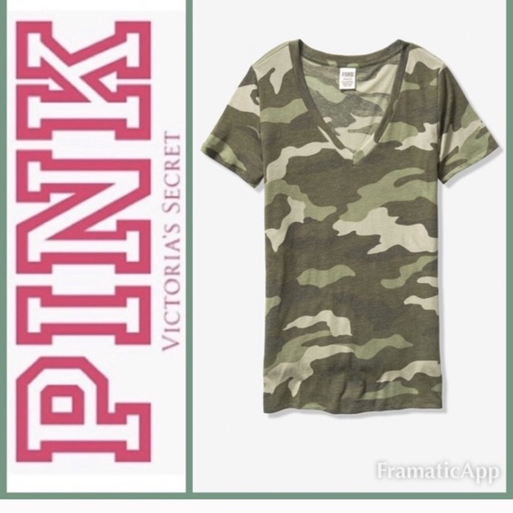 PINK Victoria's Secret Tops - NWT Victoria secret pink Camo top. Size XS